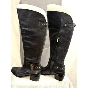 Vince Camuto Beatrix Blk REAL Leather Knee High Wide Calf Riding Boots/7.5 NIB